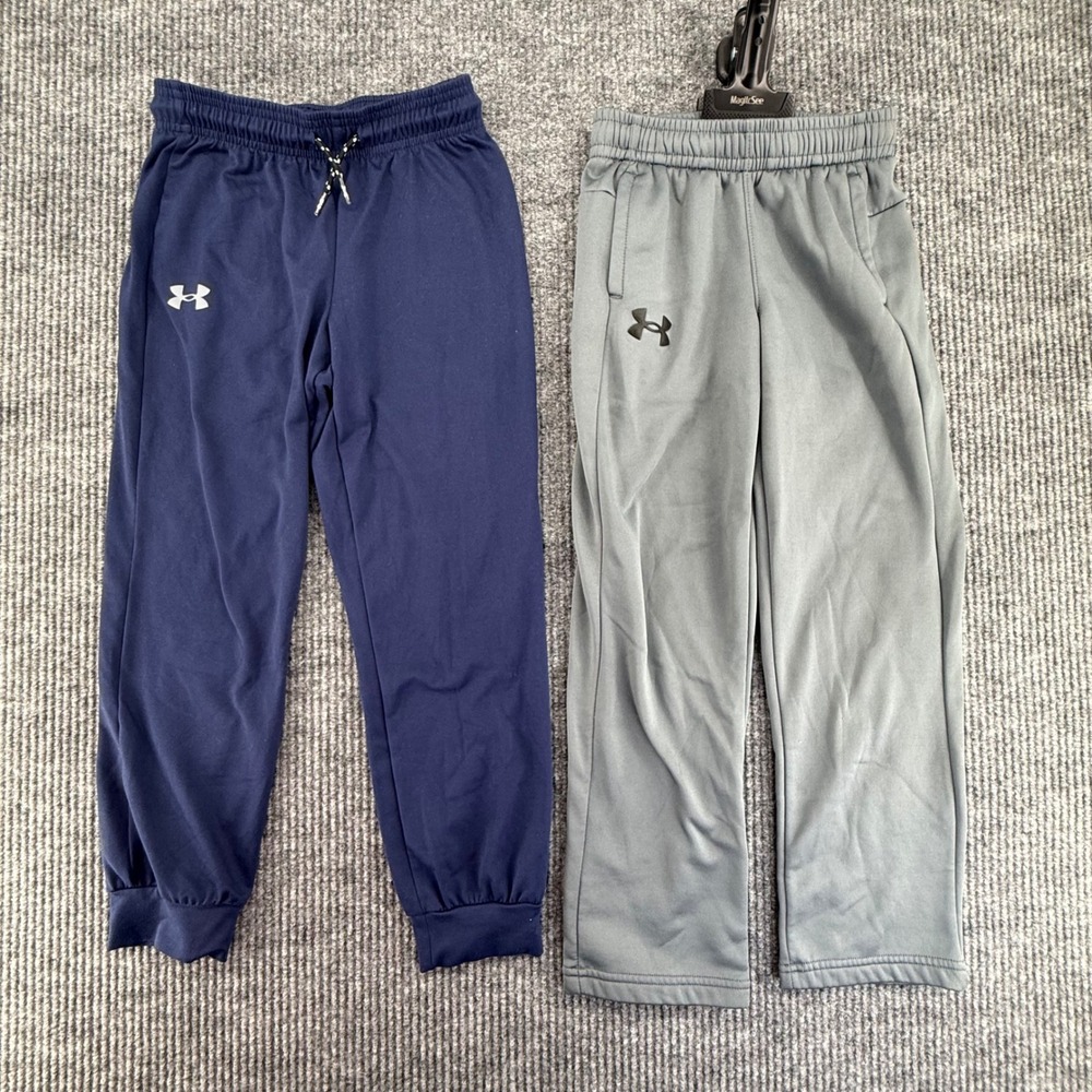Under Armour Joggers Pants Boys YSM Small‎ Blue Grey Excellent Bundle 2pk